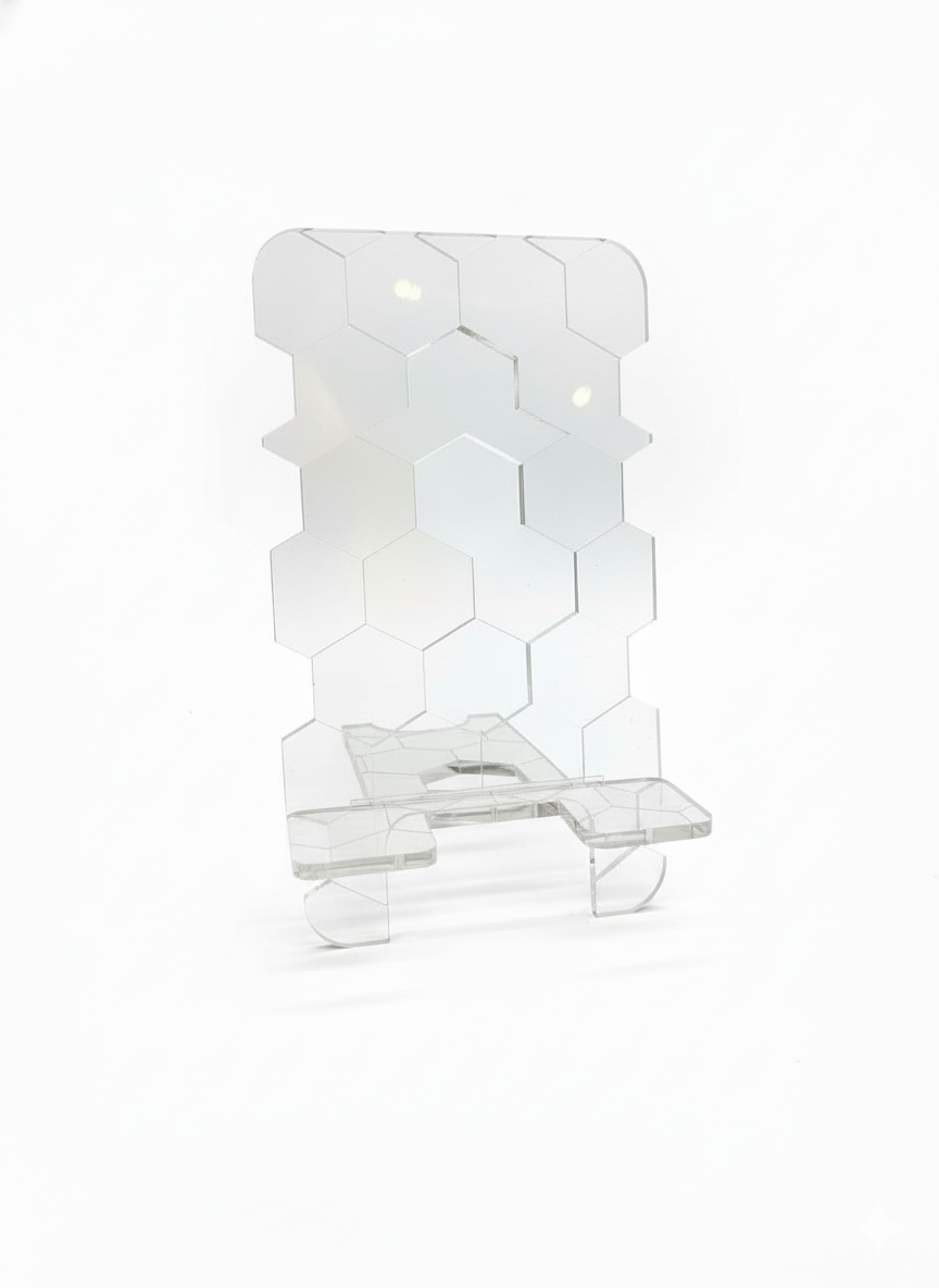 هولدر موبایل پلکسی شفاف طرح شش‌ضلعی