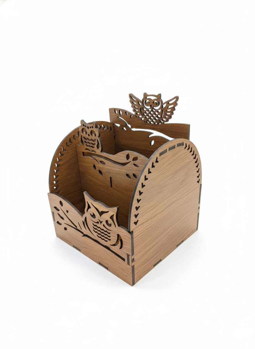 جاقلمی چوبی طرح جغد دانا