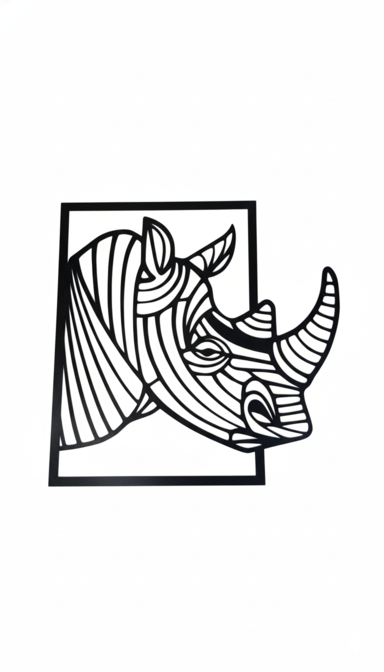 تابلو دیواری پلکسی طرح کرگدن هندسی